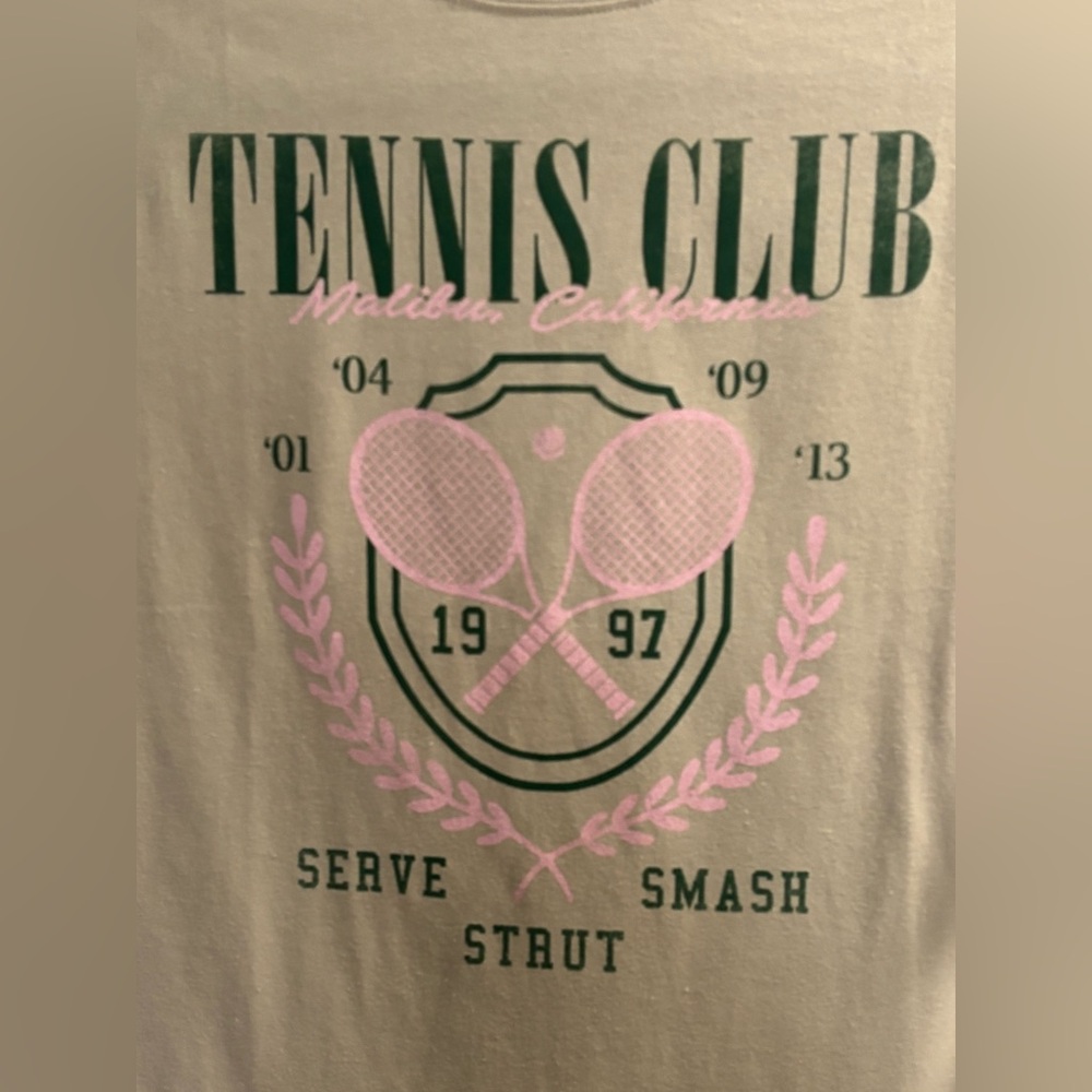 Fifth Sun Tennis Graphic Tee Small Beige Malibu California Preppy Aesthetic NWT - Picture 6 of 10